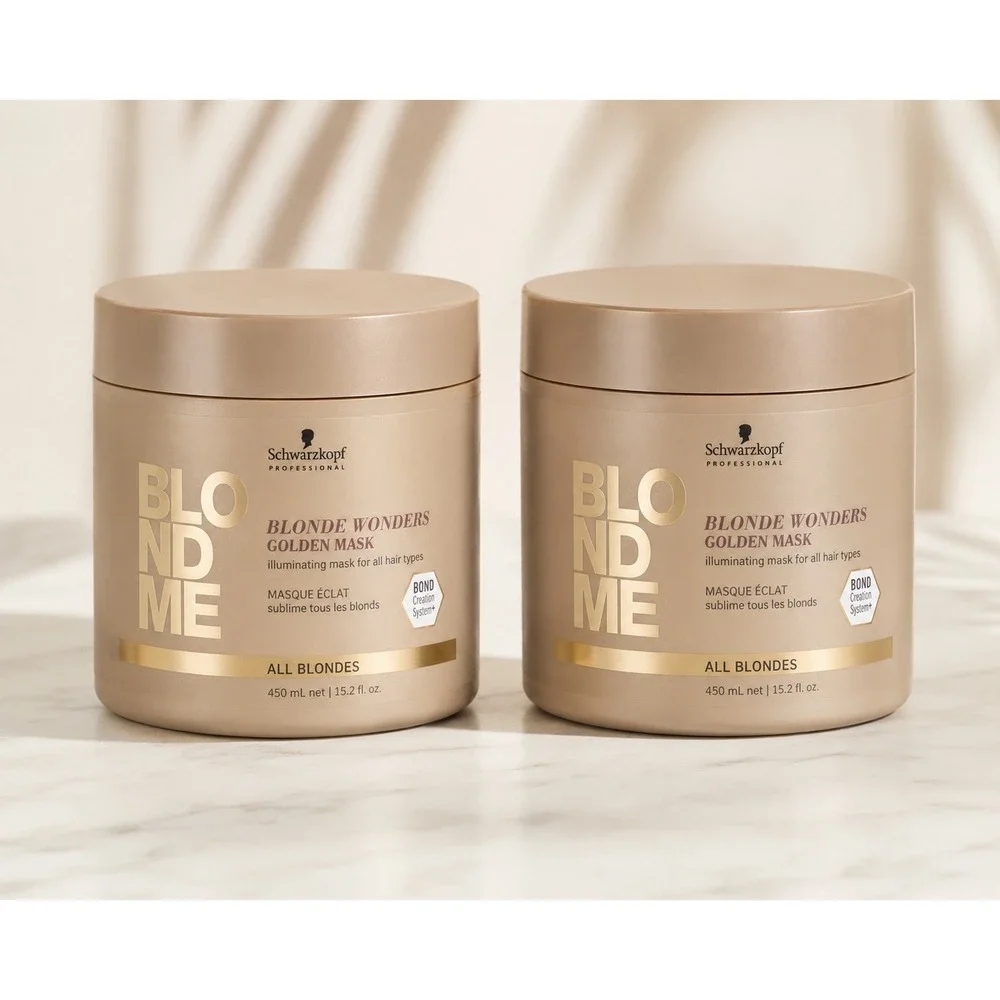 Schwarzkopf BlondMe Blonde Wonders Golden Mask Illuminating 450 mL set of 2 NEW